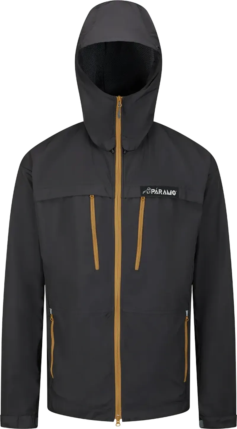 Paramo Bentu Windproof Jacket Men's in Dark Grey/Cumin Zips