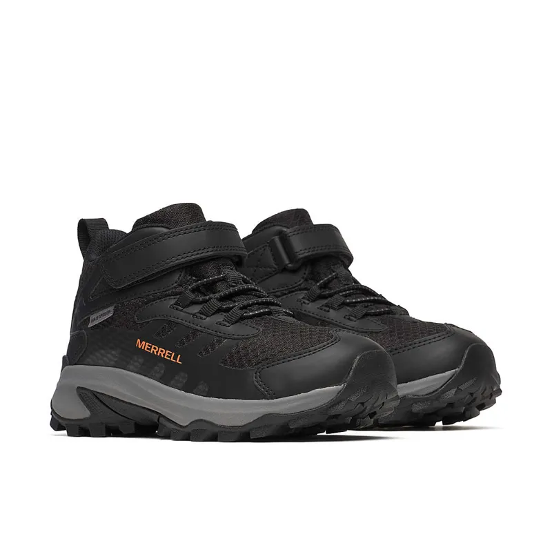 Merrell Big Kids Moab Speed 2 Mid AC Waterproof in Black/Orange-1