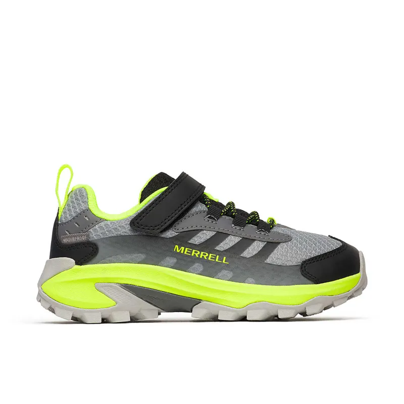 Merrell Big Kids Moab Speed 2 Low AC Waterproof in Grey/Black/Citron