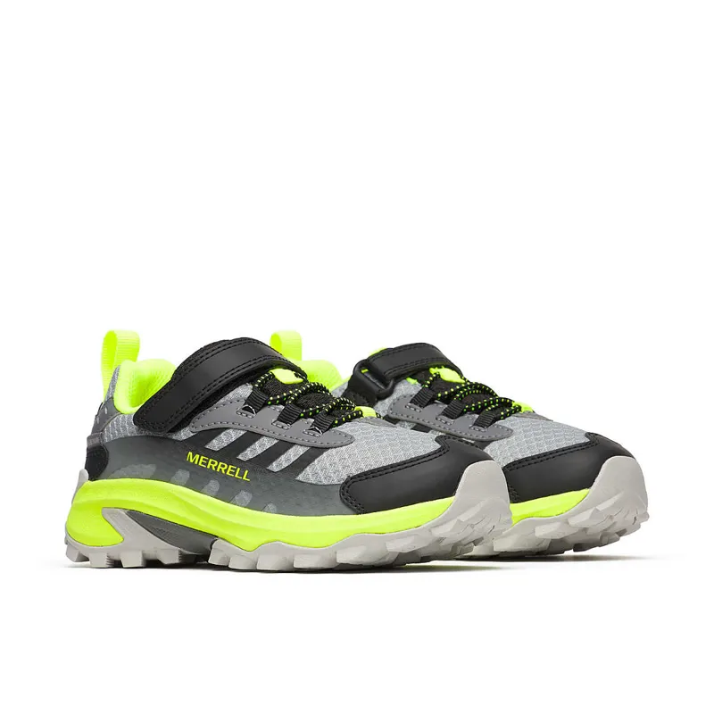 Merrell Big Kids Moab Speed 2 Low AC Waterproof in Grey/Black/Citron-1