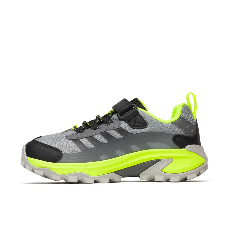 Merrell Big Kids Moab Speed 2 Low AC Waterproof in Grey/Black/Citron-4