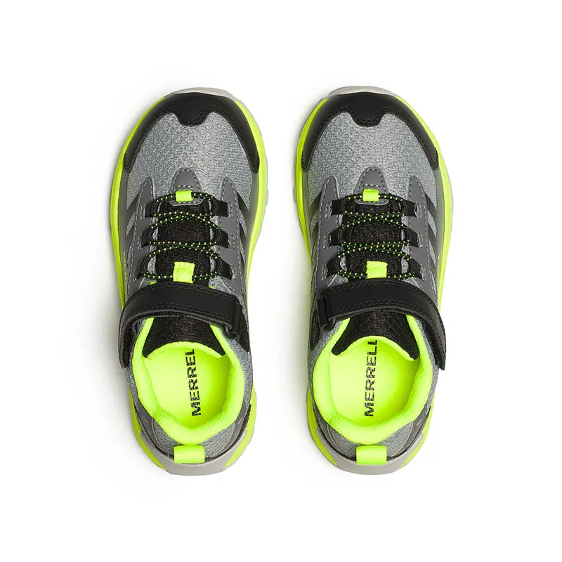 Merrell Big Kids Moab Speed 2 Low AC Waterproof in Grey/Black/Citron-2