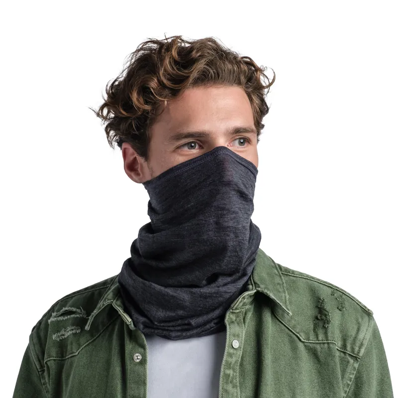 Buff Lightweight Merino Wool Multifunctional Headwear in Solid Grey-6
