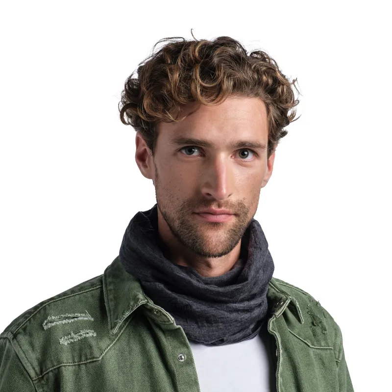 Buff Lightweight Merino Wool Multifunctional Headwear in Solid Grey-3