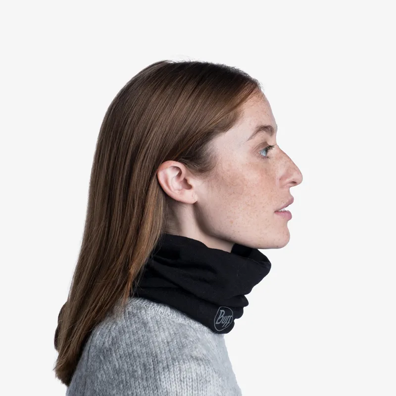 Buff Midweight Merino Wool Multifunctional in Solid Black-3