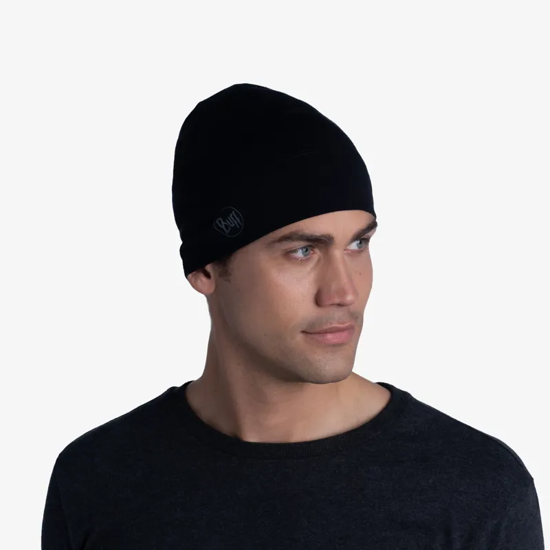 Buff Merino Midweight Beanie Solid Adult in Black-1