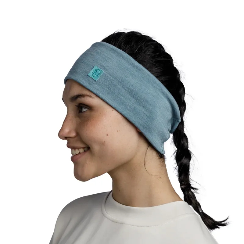 Buff Merino Wide Headband Solid Adult in Pool-2