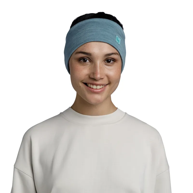 Buff Merino Wide Headband Solid Adult in Pool-1