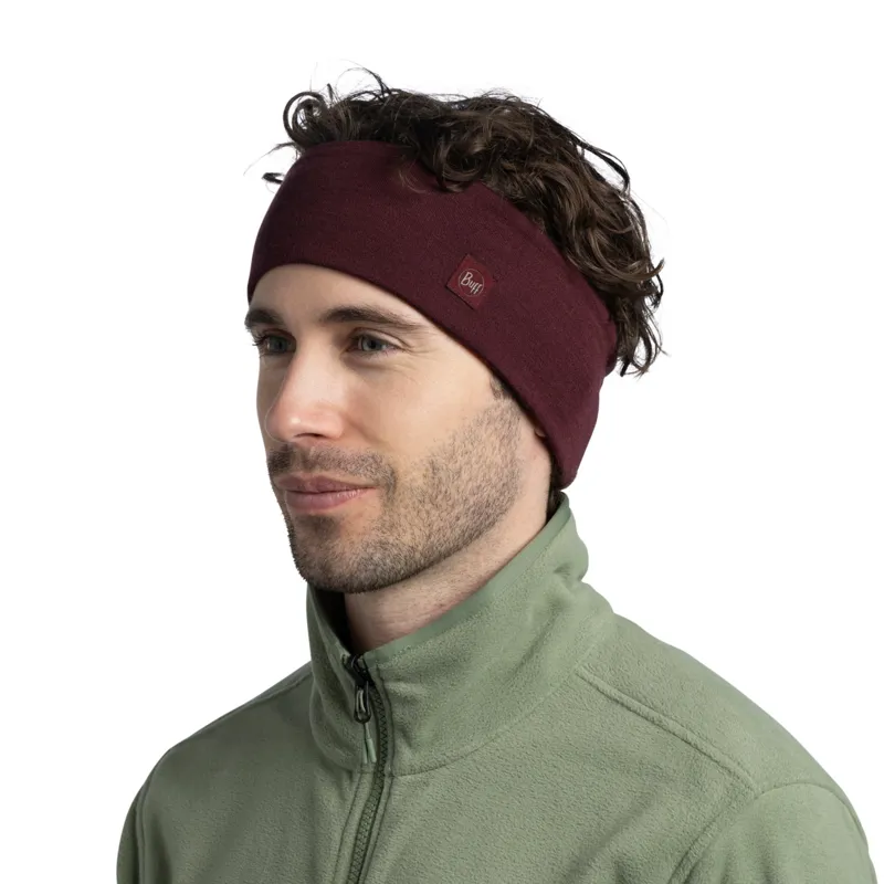 Buff Merino Wide Headband in Solid Garnet-1