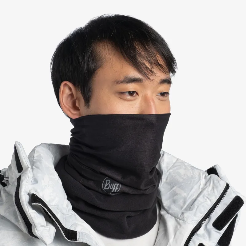 Buff Polar Neck Gaiter in Solid Black-1