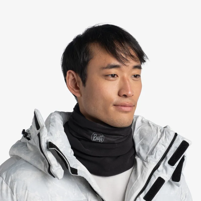 Buff Polar Neck Gaiter in Solid Black-2