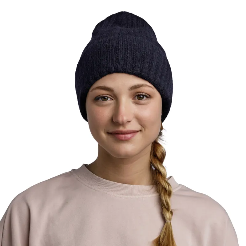 Buff Knitted Hat Nilah in Night Blue-2