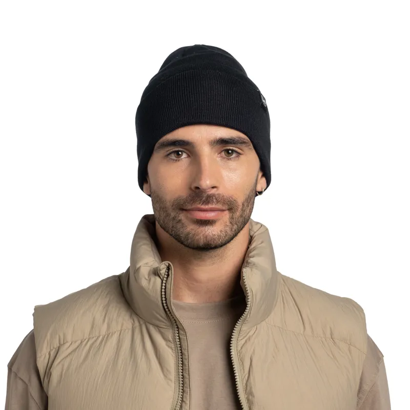 Buff Lilon Knitted Beanie in Black-2