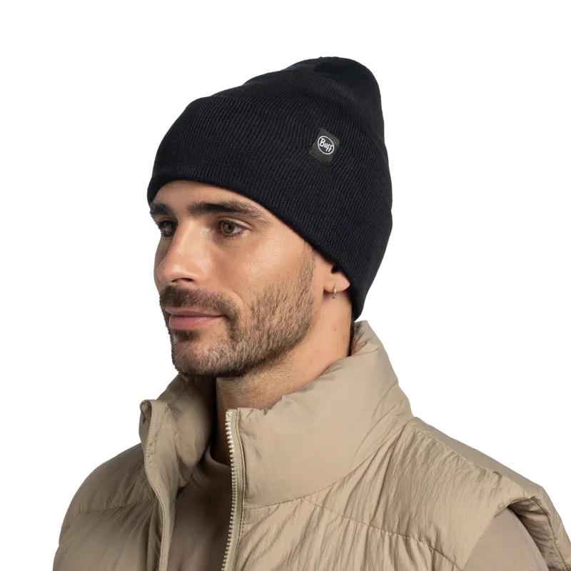 Buff Lilon Knitted Beanie in Black-3