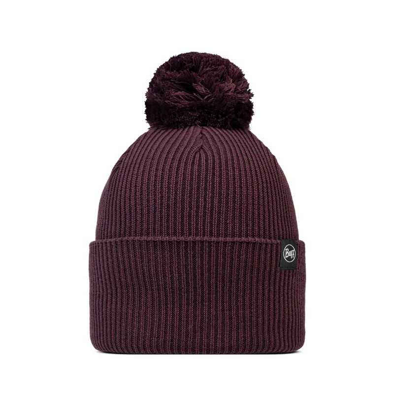 Buff Knitted Hat in Renvi Burgundy