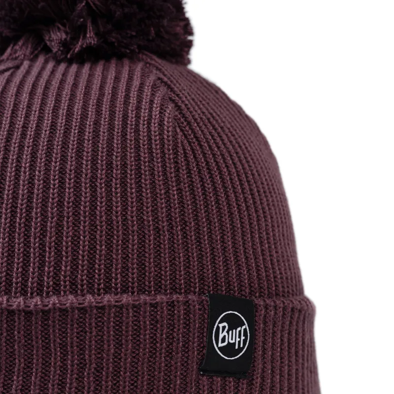Buff Knitted Hat in Renvi Burgundy-1