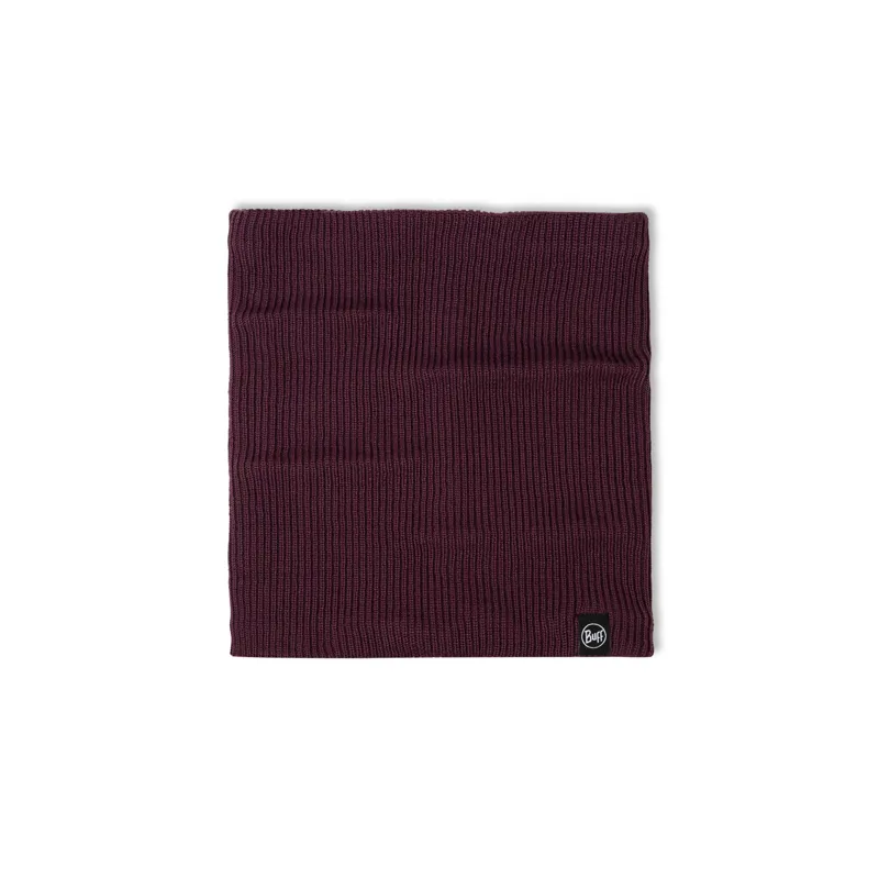 Buff Knitted and Fleece Neckwarmer in Renvi Burgundy-1