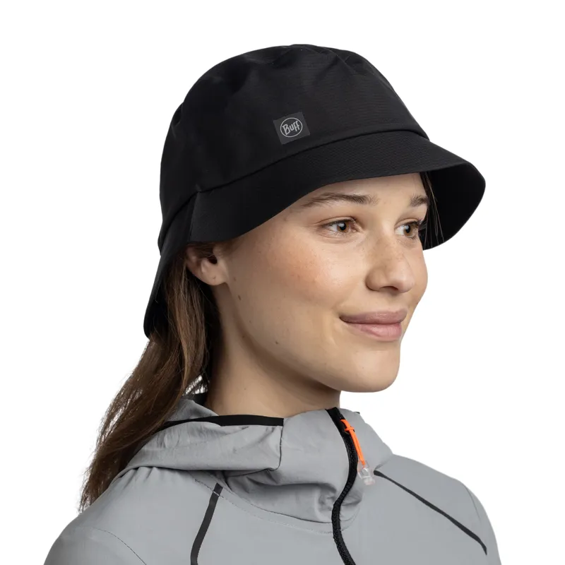 Buff Rain Bucket Hat in Solid Black-2