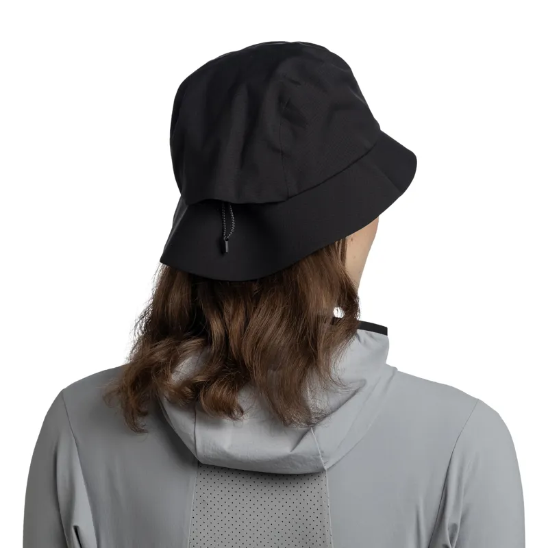 Buff Rain Bucket Hat in Solid Black-4