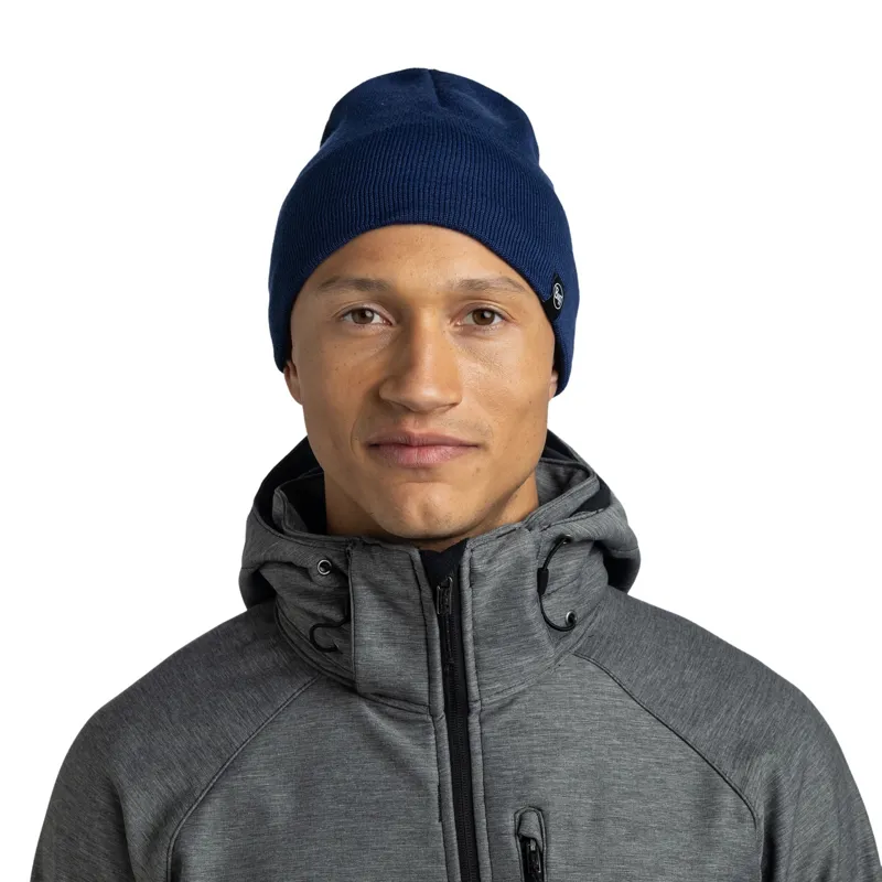 Buff Knitted and Fleece Band Hat in Lilon Short Midnight-3