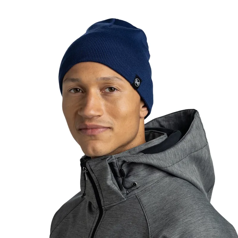 Buff Knitted and Fleece Band Hat in Lilon Short Midnight-5