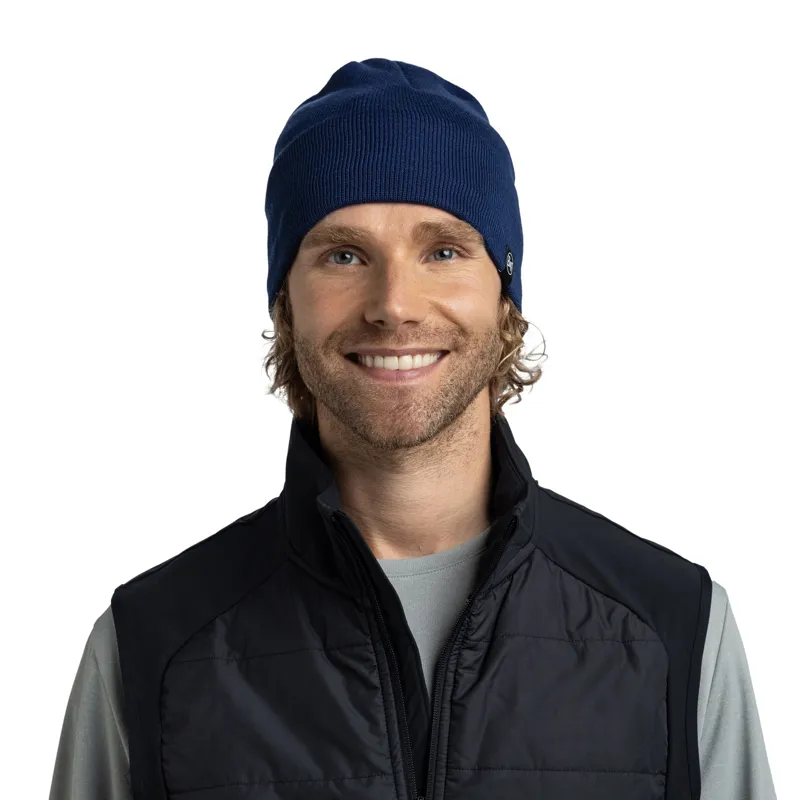 Buff Knitted and Fleece Band Hat in Lilon Short Midnight-4