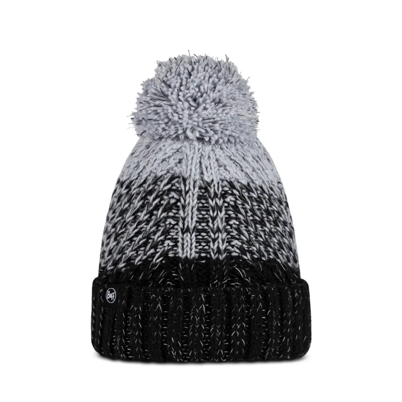 Buff Knitted and Fleece Band Hat in Akna Gaphite