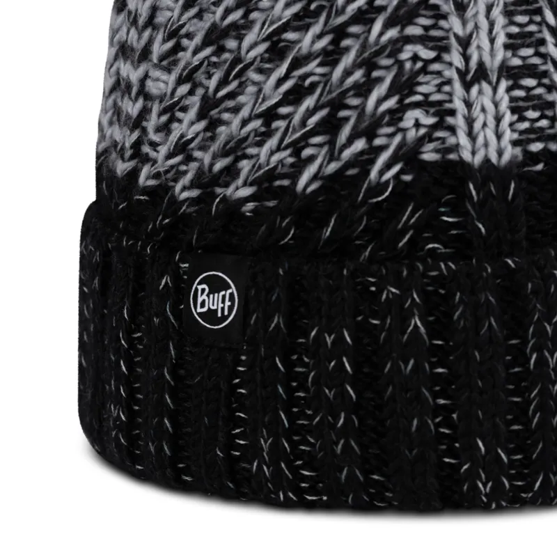Buff Knitted and Fleece Band Hat in Akna Gaphite-2
