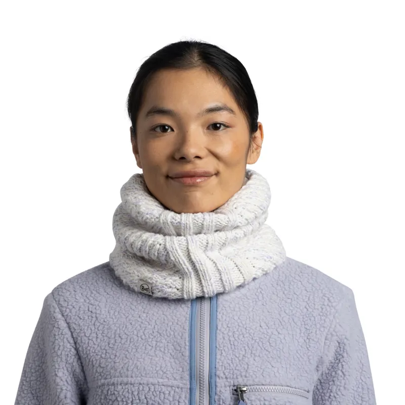 Buff Knitted and Fleece Neckwarmer in Akna Whisper-2