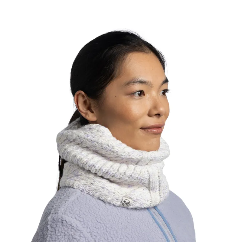 Buff Knitted and Fleece Neckwarmer in Akna Whisper-3