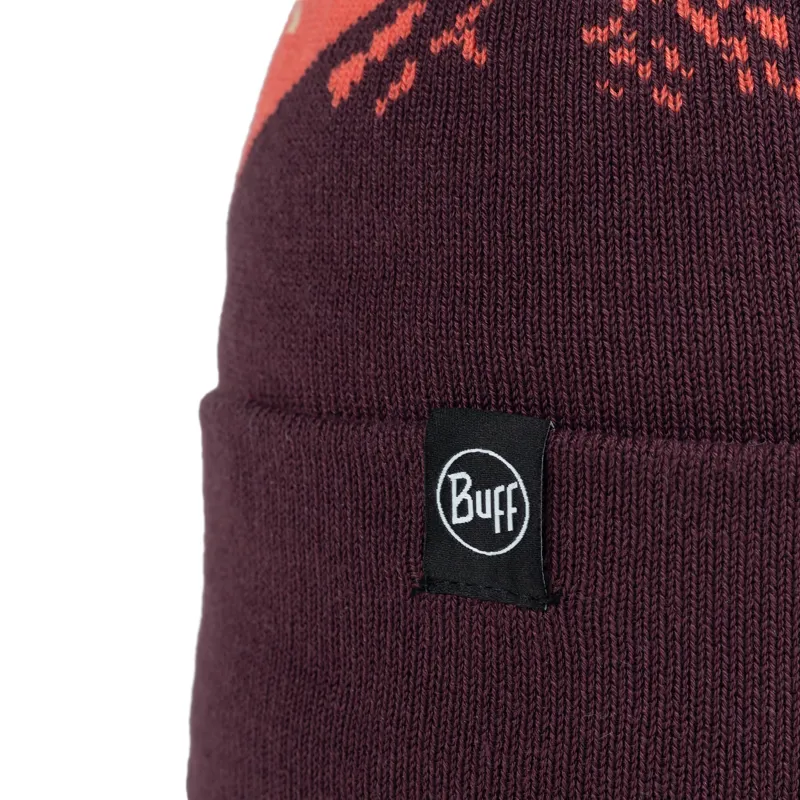 Buff Knitted Hat Unisex in Tatik Burgundy-1