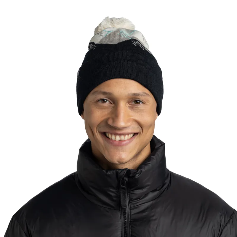 Buff Knitted Hat Unisex in Tatik Black-2