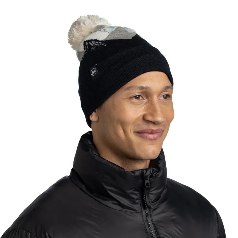 Buff Knitted Hat Unisex in Tatik Black-3