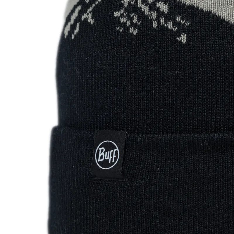 Buff Knitted Hat Unisex in Tatik Black-1