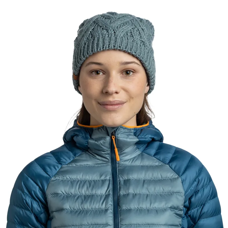 Buff Caryn Knitted and Fleece Band Hat in Blue Grass-3