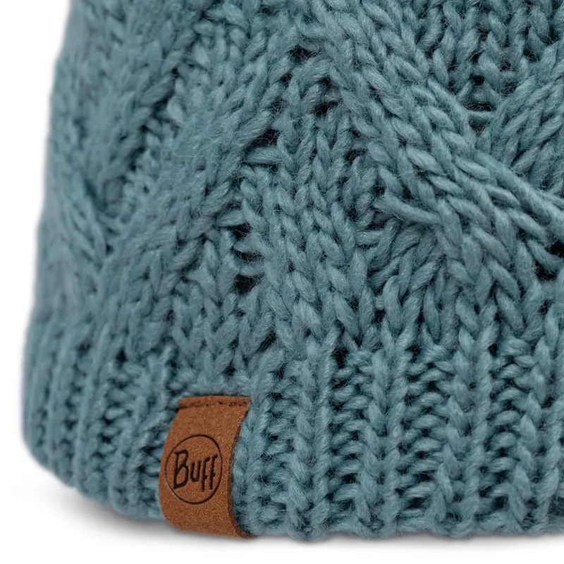 Buff Caryn Knitted and Fleece Band Hat in Blue Grass-1