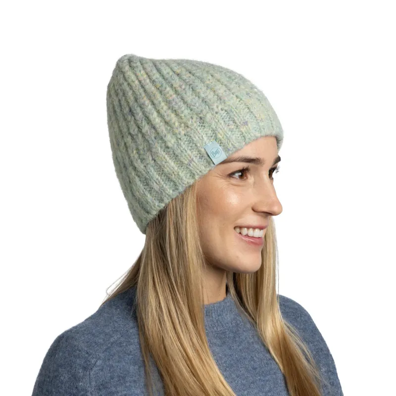 Buff Knitted and Fleece Band Hat in Dalia Aqua Haze-2