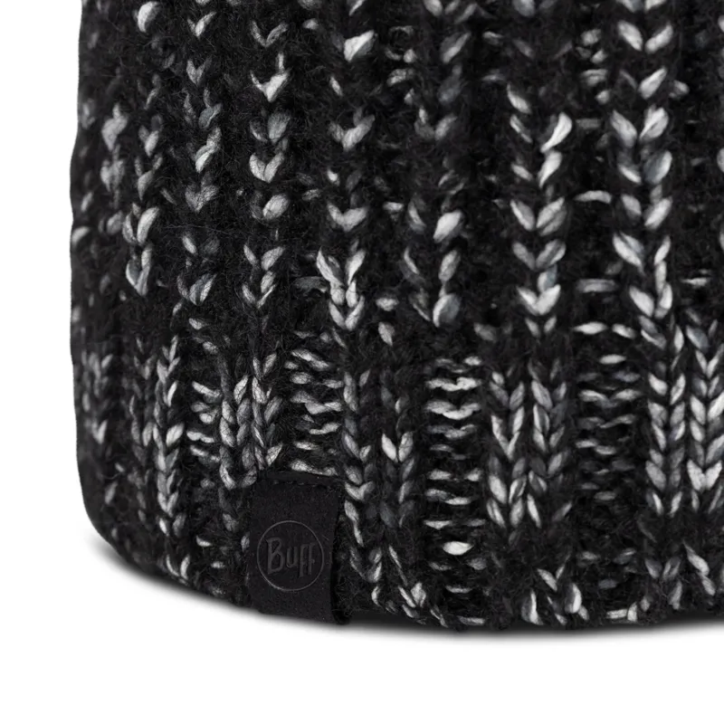 Buff Knitted and Fleece Band Hat in Dalia Black-1