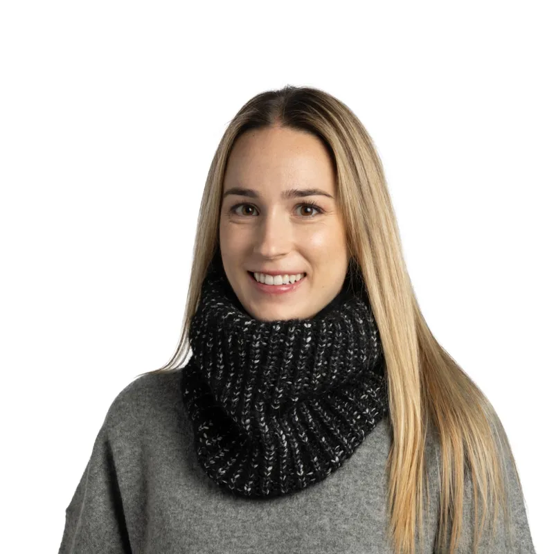 Buff Knitted and Fleece Neckwarmer in Dalia Black-3