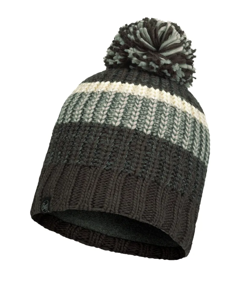 Buff Knitted and Fleece Hat in Stig Grey