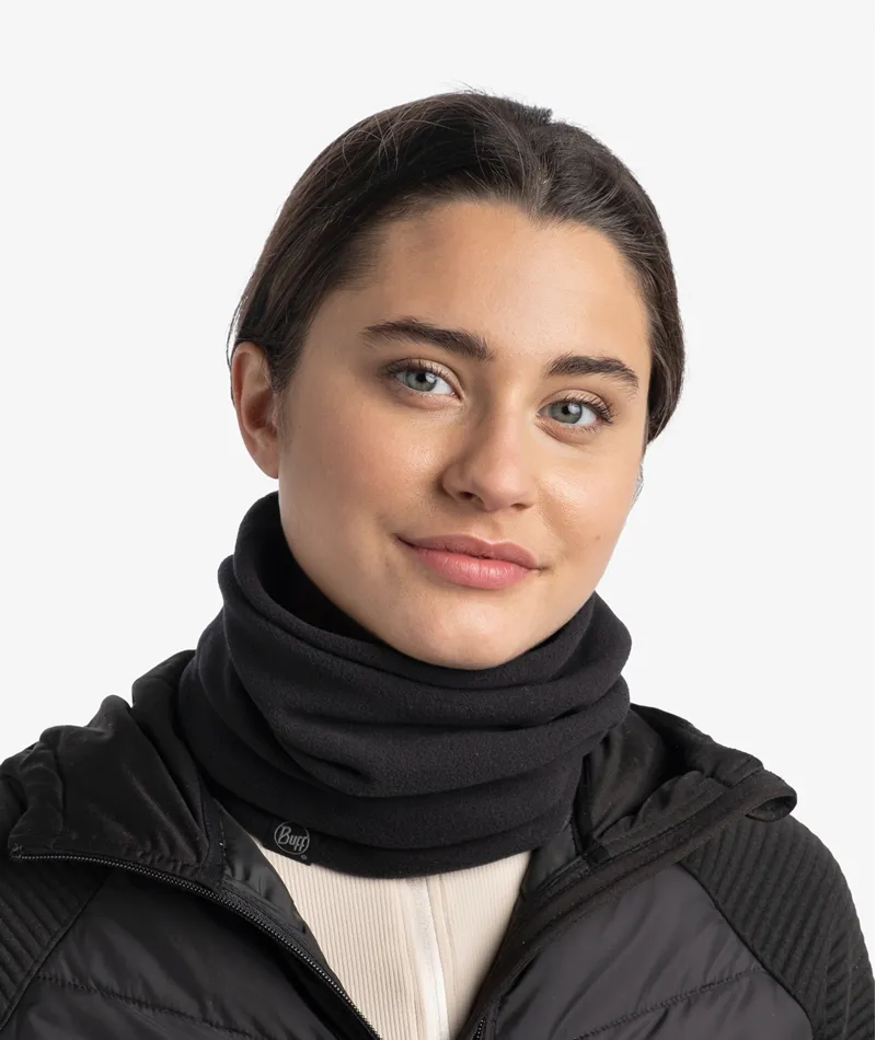 Buff Polar Neck Warmer in Solid Black-2