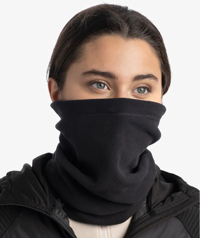 Buff Polar Neck Warmer in Solid Black-5