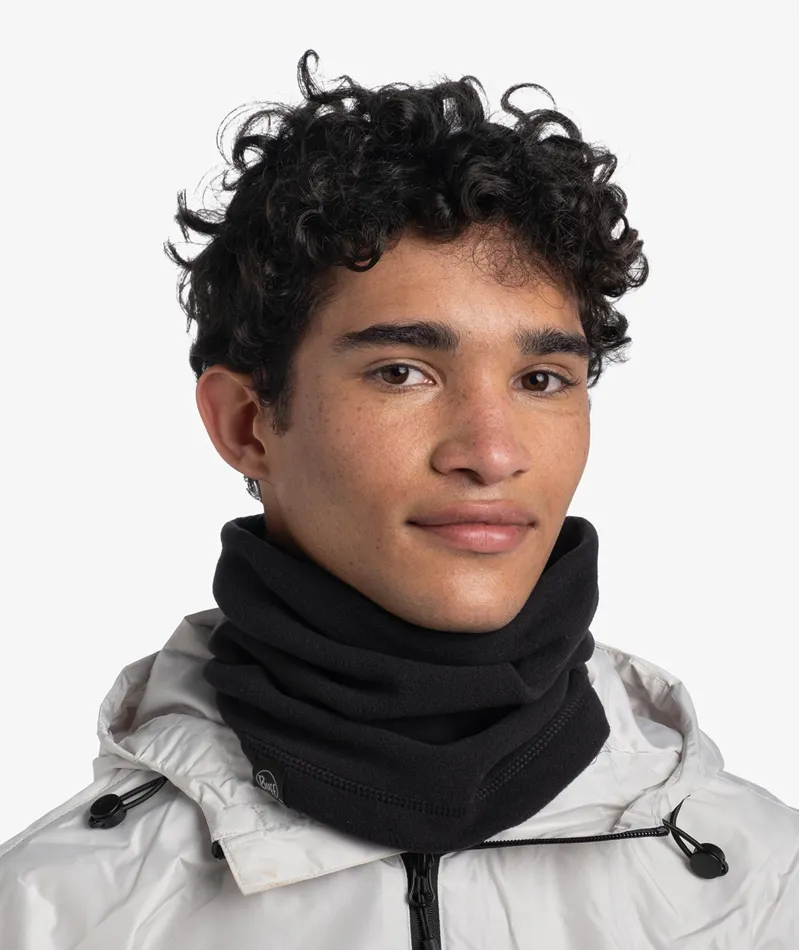 Buff Polar Neck Warmer in Solid Black-4