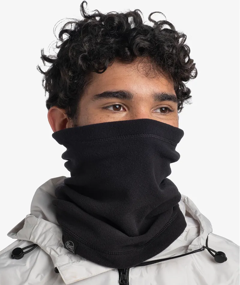Buff Polar Neck Warmer in Solid Black-3