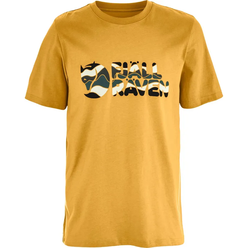 Fjallraven Multicolor Logo T-Shirt Mens in Ochre