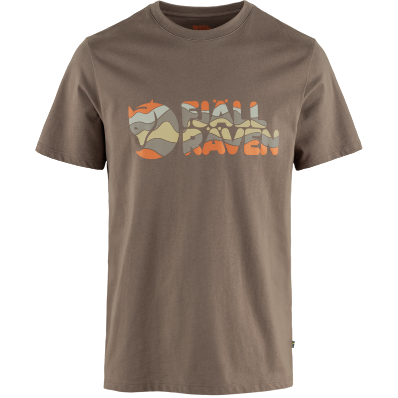 Fjallraven Multicolor Logo T-Shirt Mens in Suede Brown