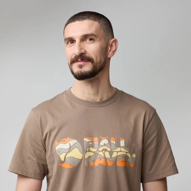 Fjallraven Multicolor Logo T-Shirt Mens in Chalk White-4