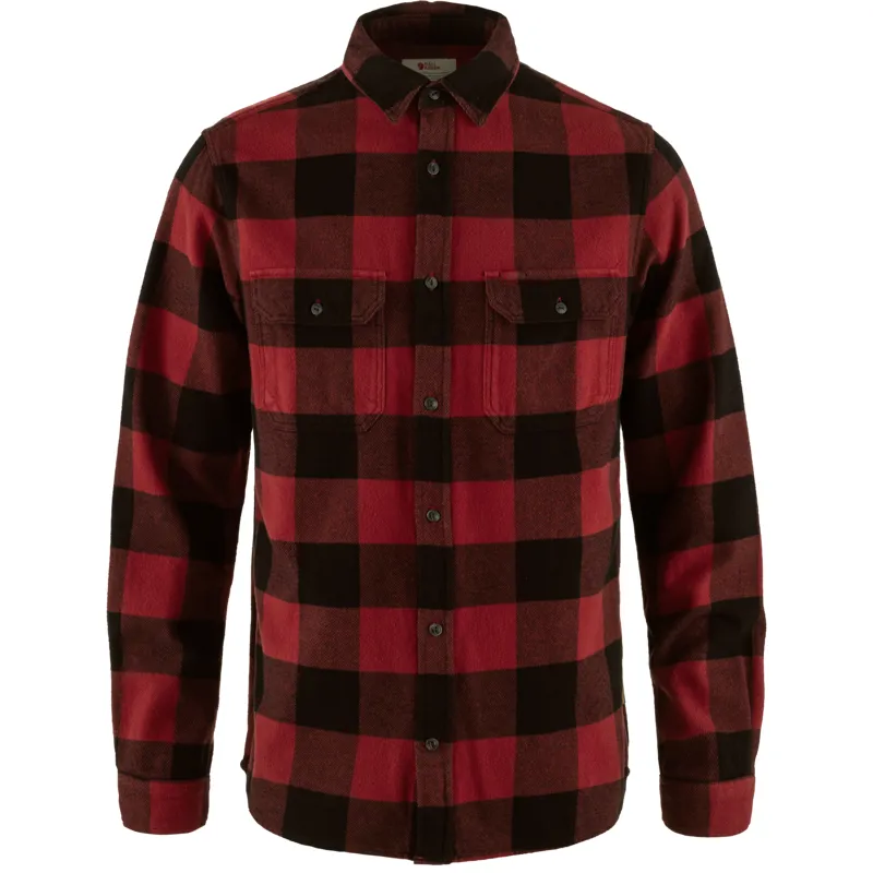 Fjallraven Ovik Heavy Flannel Shirt Mens in Red Black