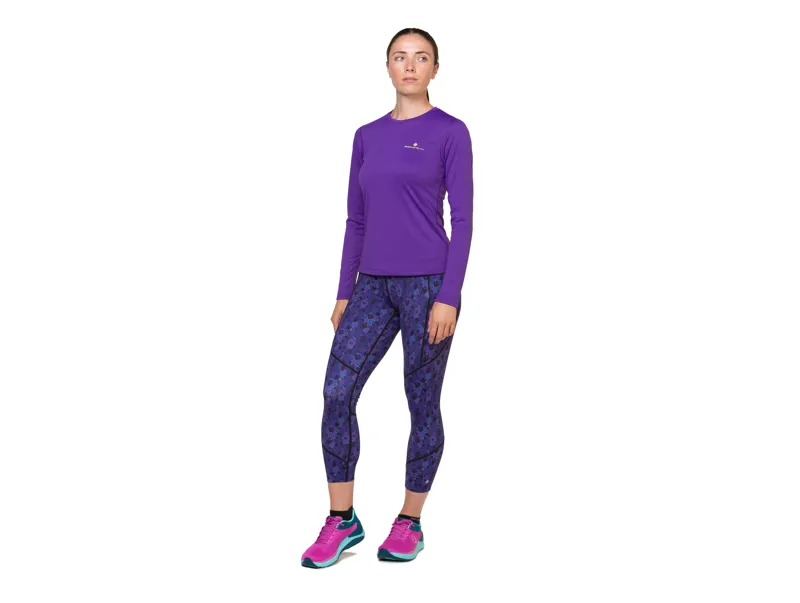 Ronhill Core Long Sleeve Tee Womens in Regal Purple/Acid-3