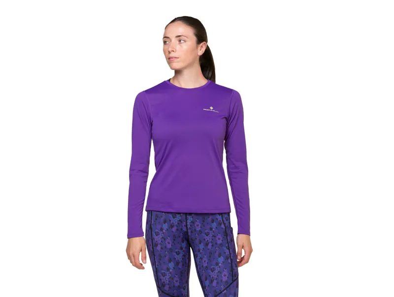 Ronhill Core Long Sleeve Tee Womens in Regal Purple/Acid-4